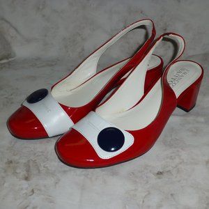Franco Sarto Slingback Patent Leather Red/White Shoes Sz 8